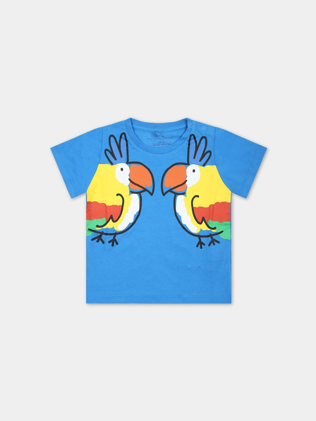 T-shirt azzurra per neonato con pappagalli
